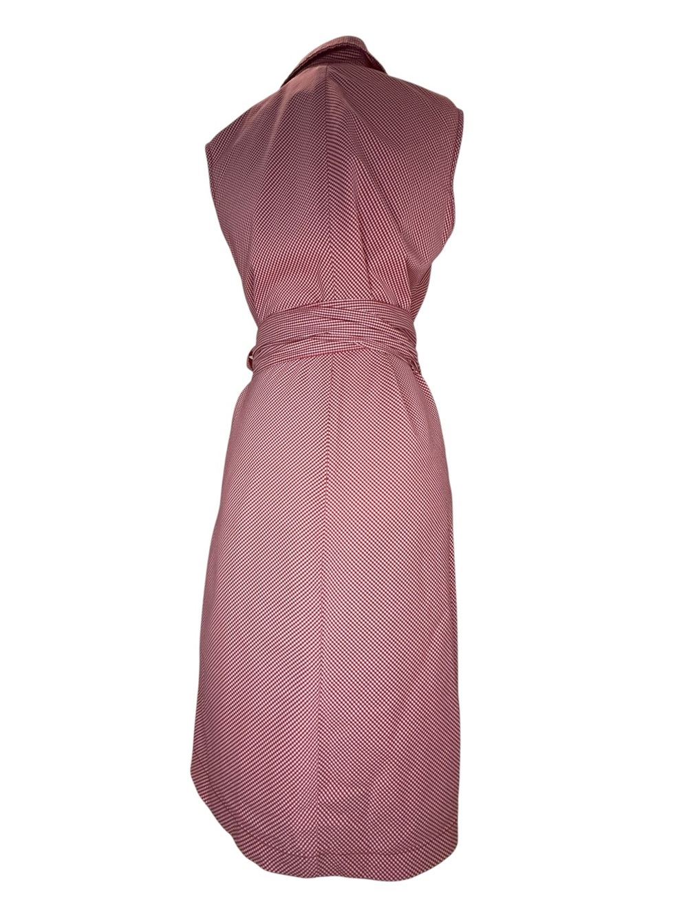 DKNY Red  Checkered Sleeveless Wrap-Style Midi Dress with Tie Belt SZ 4 - Picture 2 of 8